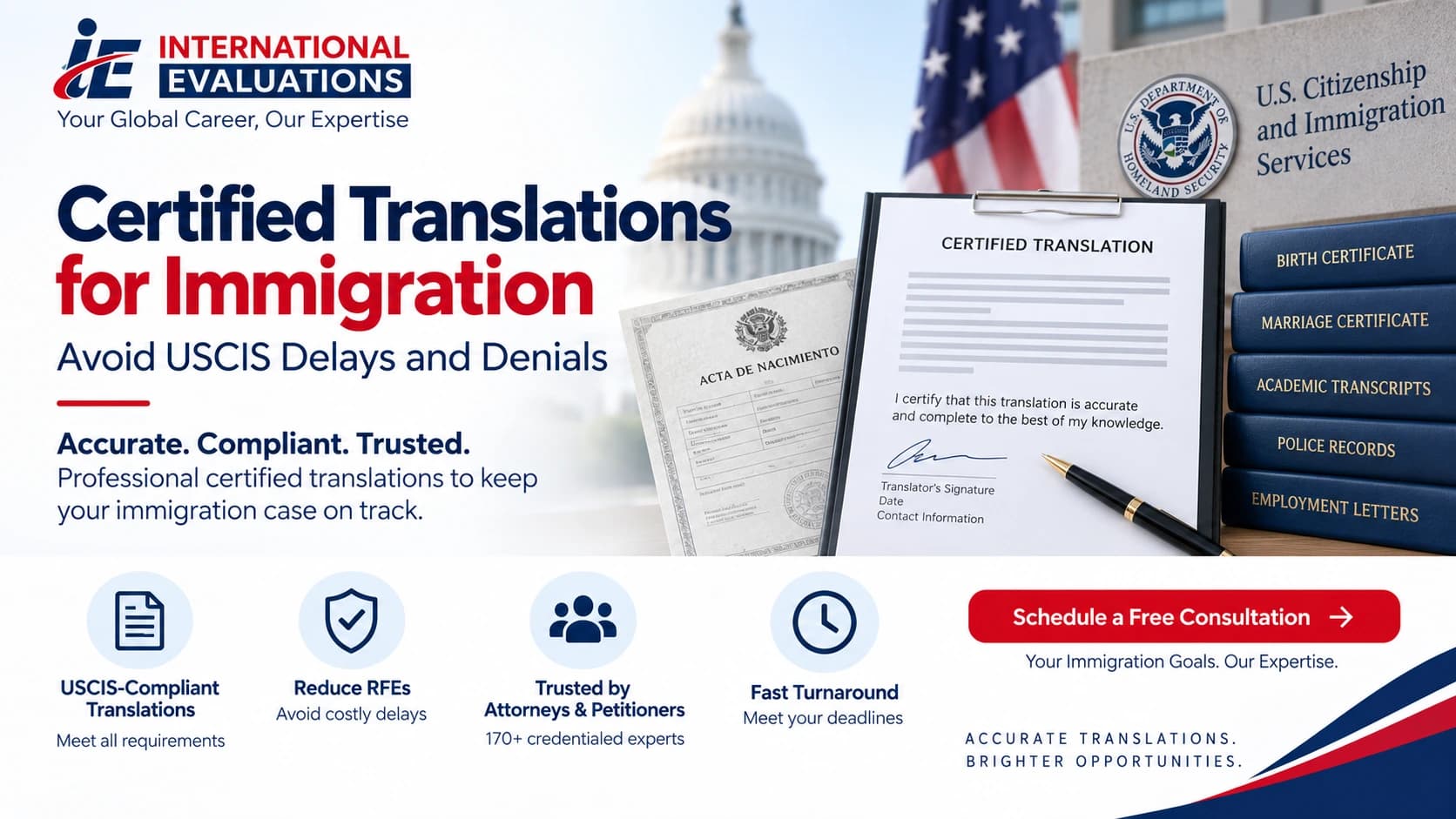 Certified translations for immigration with translated documents, passports, and professional document review.