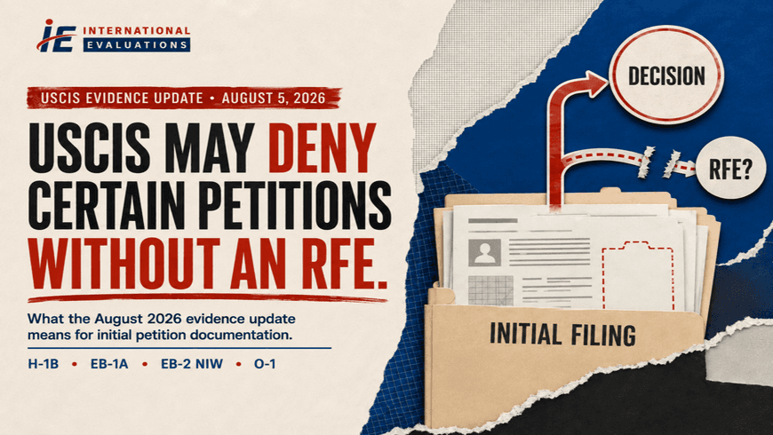 USCIS May Deny Certain Petitions Without an RFE: What the August 2026 Evidence Update Means for Your Documentation